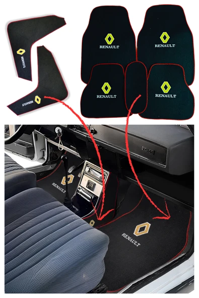 Renault 12 Toros Nakış İşlemeli Araç Oto Halı Paspas ürün görseli 1