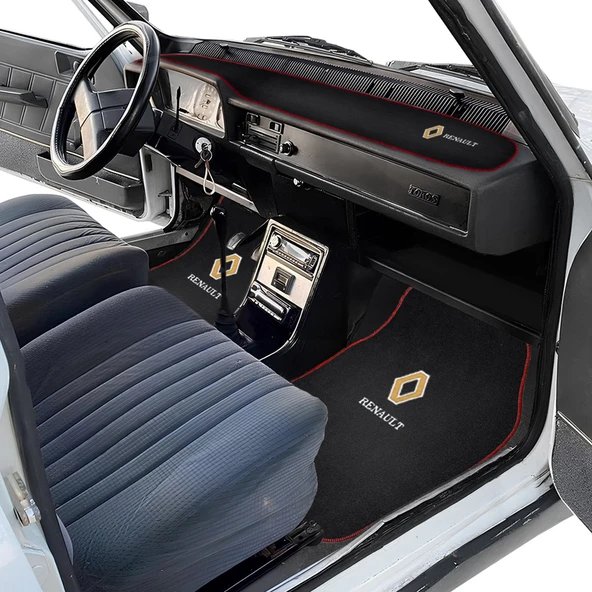 Renault 12 Toros Nakışlı 5 Parça Araç Oto Halı Paspas / Renault 12 Toros Torpido Kaplama Halısı ürün görseli 1