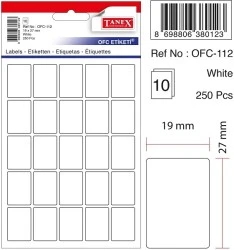 Tanex Etiket Ofc-112 19X27 250 adet 10 lu 2 paket ürün görseli 1