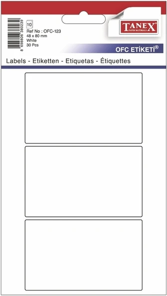 Tanex Etiket Ofc-123 48X80 10Lu Beyaz 2 paket ürün görseli 1
