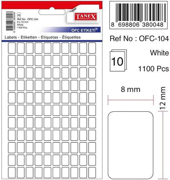 Tanex Etiket 10Lu Ofc-104 Beyaz - 2 paket ürün görseli 1