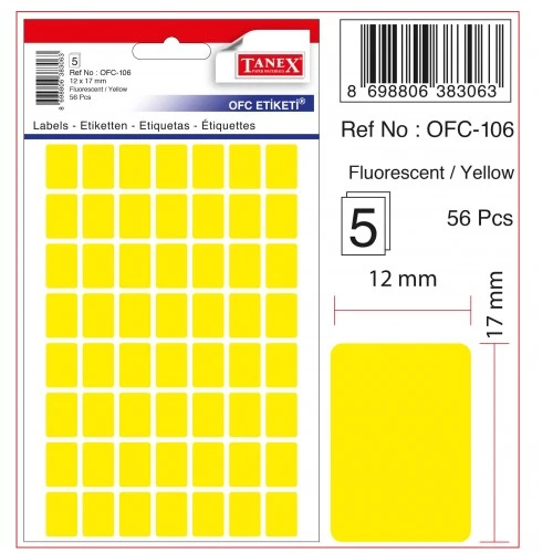 Tanex Etiket Ofc-106 Sarı 10 lu 2 paket ürün görseli 1