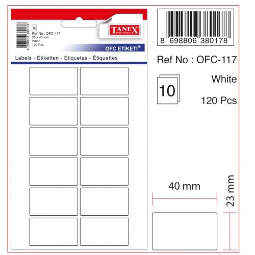 Tanex Etiket Ofc-117 23X40Mm 10Lu 2 paket ürün görseli 1