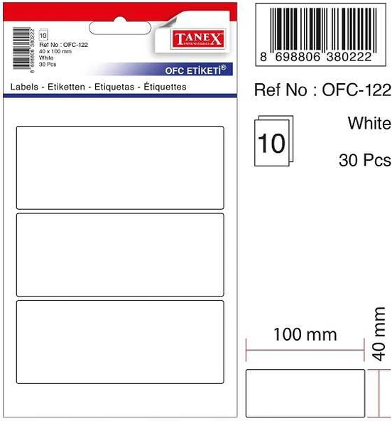 Tanex Etiket Ofc-122 40X100 Beyaz 10 lu 2 paket ürün görseli 1