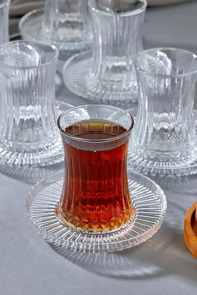 Paşabahçe 6 Kişilik Elysia Bardak Riva Tabak Çay Takımı - 12 Parça Set ürün görseli 1