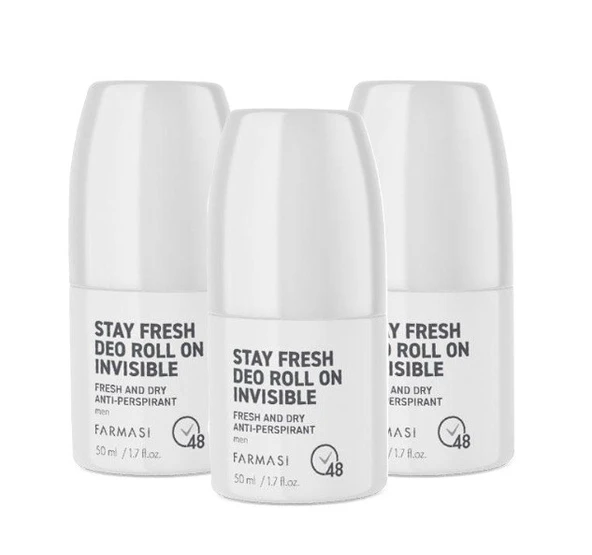 Farmasi Invisible Anti-Perspirant Erkek Deo Roll On 50 ml 3 Adet ürün görseli 1