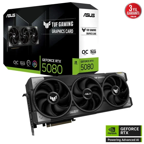 Asus 16GB TUF-RTX5080-O16G-GAMING GDDR7 256Bit 2xHDMI 3xDP RGB DLSS4 ürün görseli 1