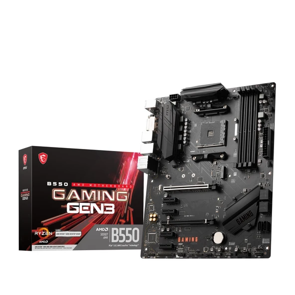 MSI B550 GAMING GEN3 AM4 DDR4 4400(OC) HDMI DVI-D M2 USB3.2 ATX(BLK) Kutu hasarından dolayı,  OEM Kutulu Üründür. ürün görseli 1