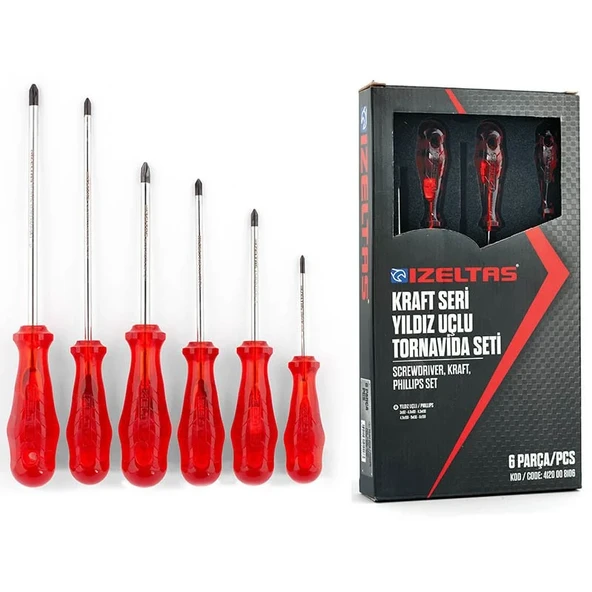 İZELTAŞ Kraft Seri Yıldız Uçlu Tornavida Takımı (6 Parça) ürün görseli 1