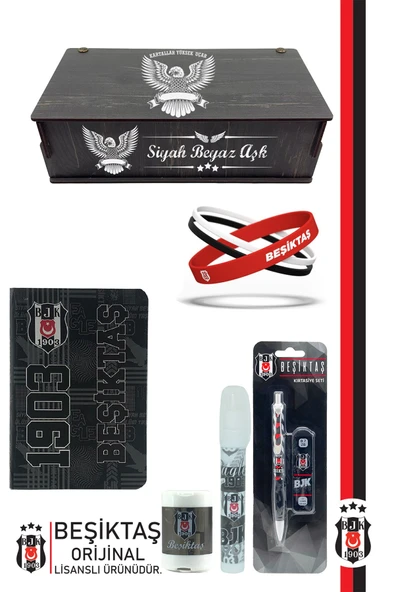 Beşiktaş Orijinal Lisanslı Kalem Bileklik Bloknot Hediyelik Set ürün görseli 1