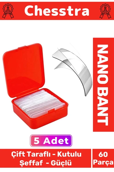 Süper Güçlü Kolay Çıkarılabilir İz Bırakmayan Çift Taraflı Kutulu Nano Şeffaf 60 Parça Bant 5 Adet ürün görseli 1