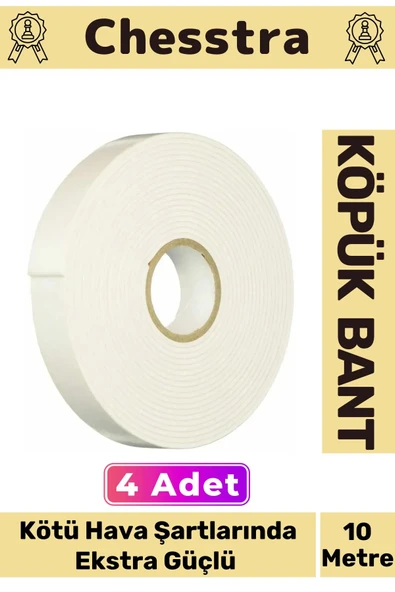 Uzun Ömürlü Süngerli Ultra Yapışkan İç Dış Mekan Çok Amaçlı Çift Taraflı 10 Metre Köpük Bant 4 Adet ürün görseli 1