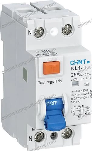 Chint - 2P 25A 30mA 6kA Monofaze Kaçak Akım Koruma Rölesi KAK 200212 ürün görseli 1
