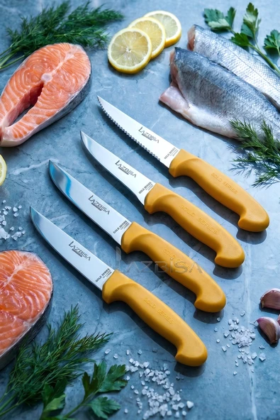 LAZBİSA Gold Serisi Mutfak Bıçak Seti Et Ekmek Sebze Bıçağı 4 Lü Set Günlük Kullanım ( Mtf-007) ürün görseli 1