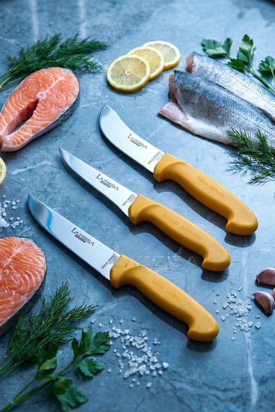 LAZBİSA Gold Serisi Mutfak Bıçak Seti Et Ekmek Sebze Bıçağı 3 Lü Set Günlük Kullanım ( Mtf-001) ürün görseli 1