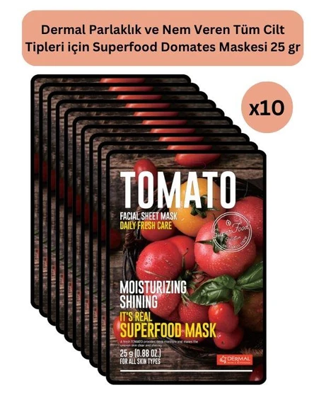 DERMAL Parlaklık  ve Nem Veren Domates Maske 25 gr 10 Adet ürün görseli 1