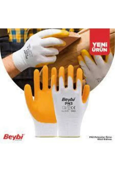 Beybi Pn3 Nitril Sarı Iş Eldiveni No:10 12'li Paket ürün görseli 1