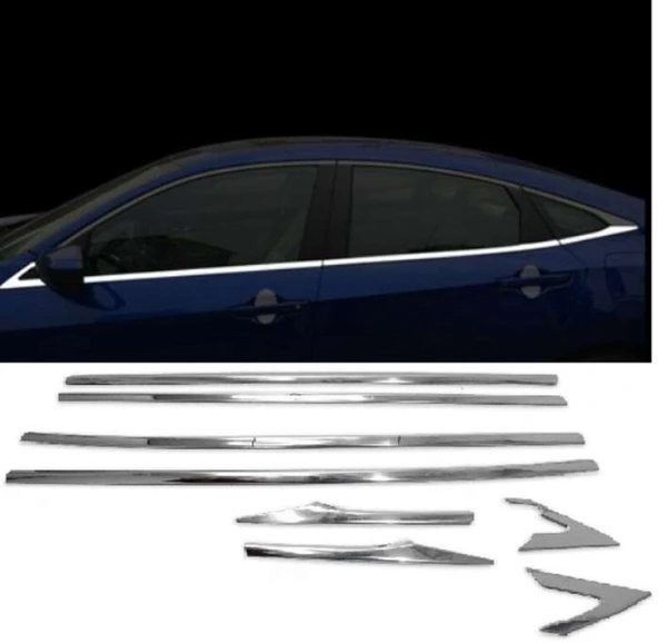 Honda Civic Uyumlu 2016 Sonrası Cam Çıtası Krom ürün görseli 1