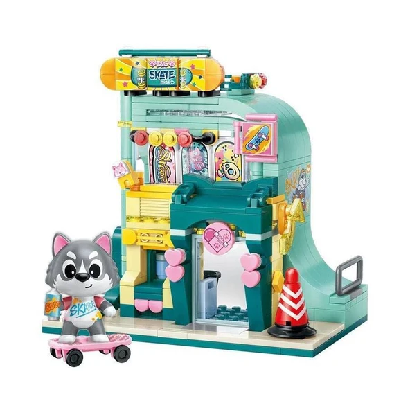 Keeppley Lovely Street K28009 Husky Skate Shop Shopre Gökyüzü Şeker Dükkanı Yapı Blokları Oyuncak Seti ürün görseli 1