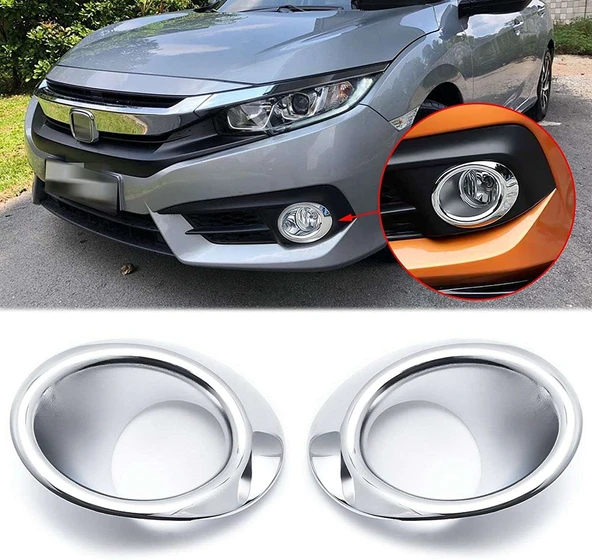 Honda Civic Uyumlu 2016 Sonrası Sis Lambası Oval Kaplama Krom ürün görseli 1