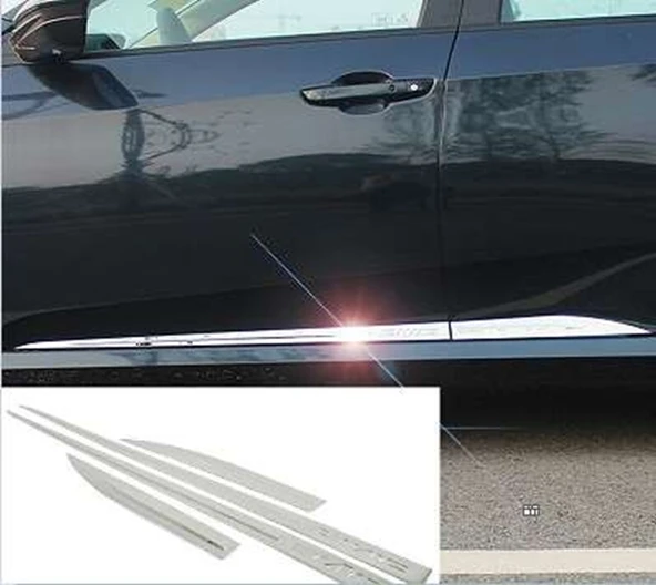 Honda Civic Uyumlu 2016 Sonrası Yan Kapı Çıtası Krom ürün görseli 1
