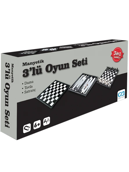 C&A Games Manyetik 3'lü Oyun Seti Satranç Tavla Dama ürün görseli 1