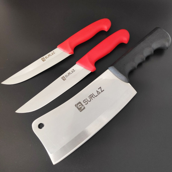 SürLaz 3'lü Set Red Kasap Bıçağı ve Et Satırı ürün görseli 1