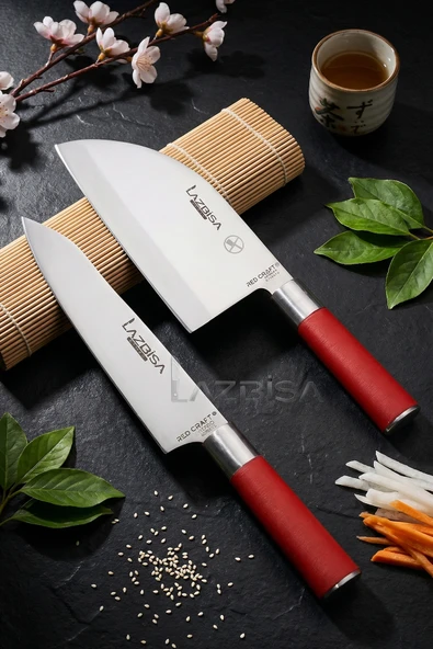 LAZBİSA Red Craft Serisi Mutfak Şef Bıçak Seti Et Ekmek Sebze Bıçağı Günlük Kullanım (MFT-005) ürün görseli 1