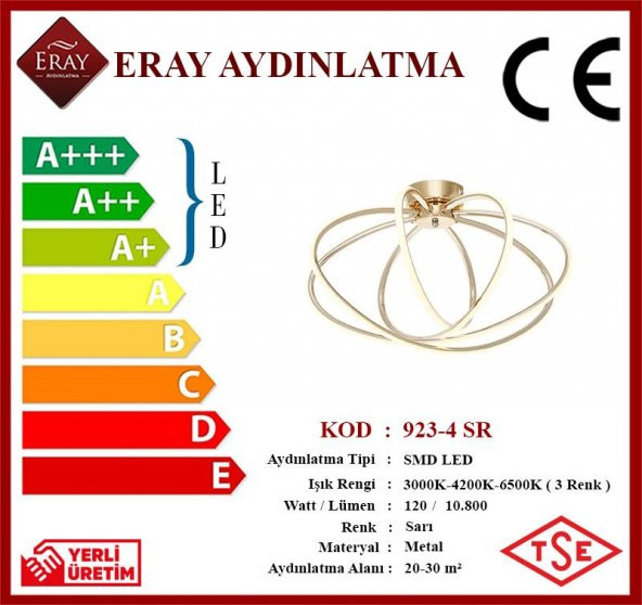 Eray Aydınlatma 923-4 4lü Led Sarı Avize - Resim 4
