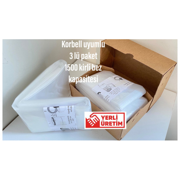 Korbell 15/16lt uyumlu YERLİ MALI poşet3 lü ürün görseli 1