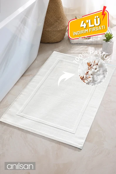 6'lı Düz %100 Pamuk Ayak Havlusu- Beyaz 50x70, 245 Gr ürün görseli 1