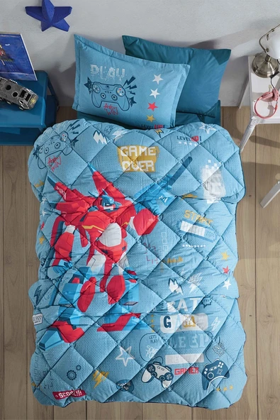 Clasy Tek Kişilik Genç Uyku Seti Game Over Mavi ürün görseli 1