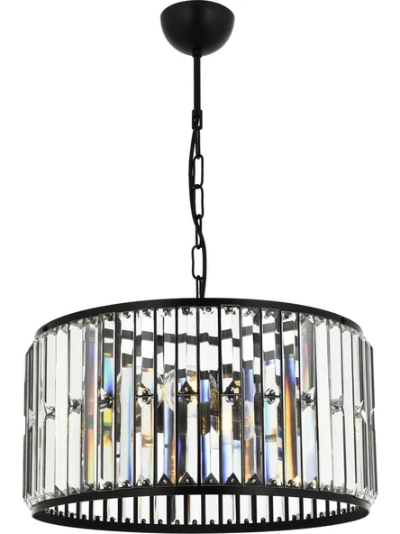 Avonni Av-60029-3Bsy Siyah Boyalı Modern Avize E27 Metal Kristal 40Cm ürün görseli 1