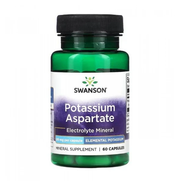 Swanson Potassium Aspartate 99 mg 60 Capsules ürün görseli 1