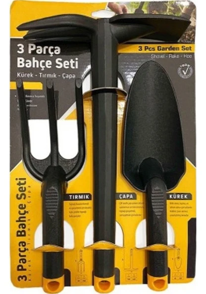 Sgs 3 Parça Bahçe Seti - Çapa Tırmık Kürek Set ürün görseli 1