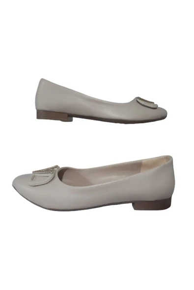 La Meira Shoes Kadın Krem V Tokalı Günlük Şık Babet Lmra310-23 ürün görseli 1