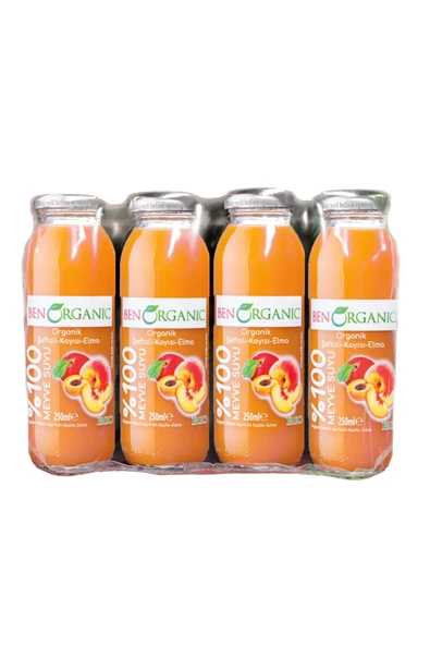 Benorganic Organik Şeftali Kayısı Elma Suyu 12 X 250 ml ürün görseli 1