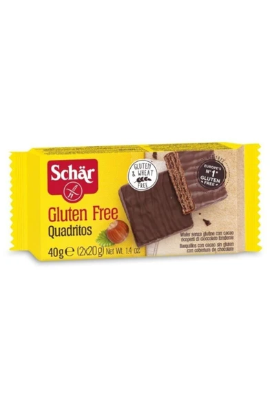 Schar Quadritos Bitter Çikolata Kaplı Glutensiz Gofret 40 Gr - %42'si Bitter Çikolata ürün görseli 1
