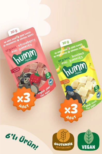 Humm Organic Organik 2'li Karma Vegan Mini Küpler Paketi 30g X 6 Adet ürün görseli 1