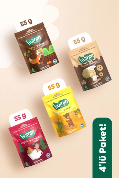 Humm Organic Organik Tatlı Atıştırmalık Karma 4 X 55 gr ürün görseli 1