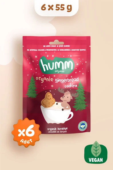 Humm Organic Organik Tarçınlı Zencefilli Kurabiye 6 X 55 gr ürün görseli 1