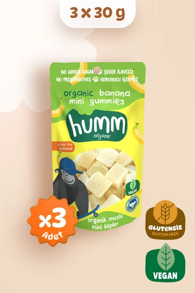 Humm Organic Organik Glutensiz Vegan Muzlu Mini Küpler 30g X 3 Adet ürün görseli 1