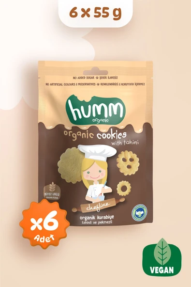Humm Organic Organik Chefline Tahinli Pekmezli Vegan Kurabiye 55g X 6 Adet ürün görseli 1