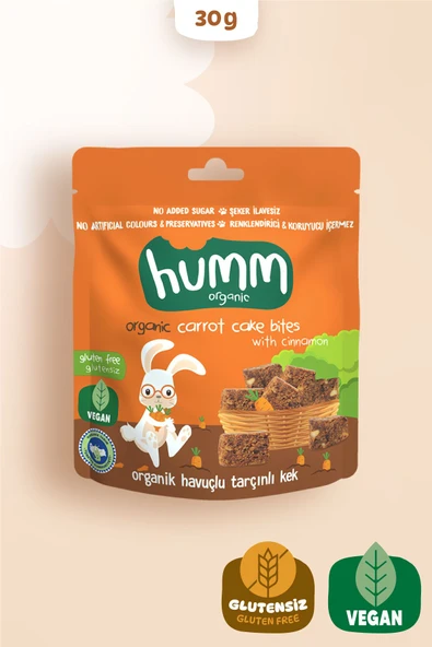 Humm Organic Organik Glutensiz Vegan Havuçlu Ve Tarçınlı Kek - 30g ürün görseli 1
