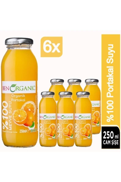 Benorganic Organik Portakal Suyu 6x250ml ürün görseli 1