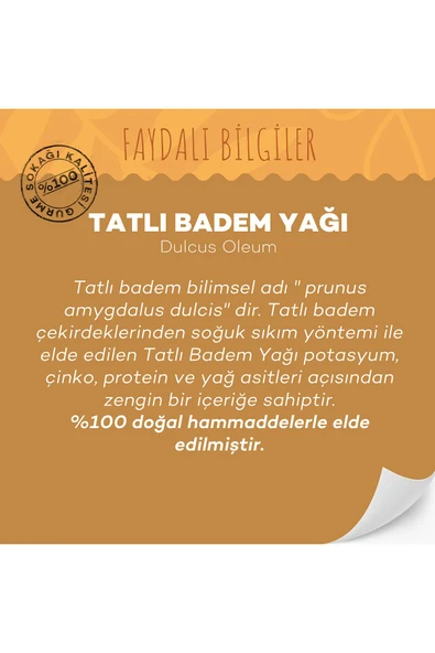GURME SOKAĞI Tatlı Badem Yağı 50 ml - Resim 3