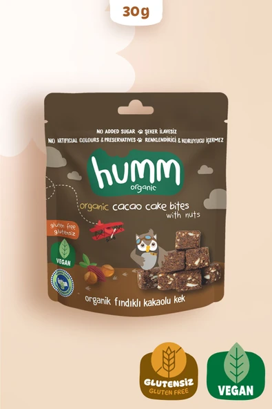 Humm Organic Organik Glutensiz Vegan Kakaolu Ve Fındıklı Kek - 30g ürün görseli 1