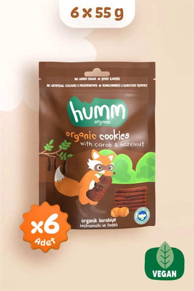 Humm Organic Organik Keçiboynuzlu Fındıklı Kurabiye 6 X 55 gr ürün görseli 1