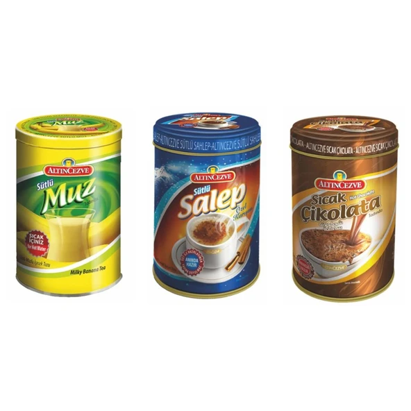 Altıncezve Salep, Muz, Sıcak Çikolata Teneke 250 gr 3'lü Paket ürün görseli 1