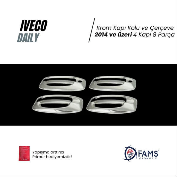 Iveco Daily Krom Kapı Kolu+Çerçeve 4 Kapı 8 Parça 2014> Paslanmaz Çelik - Resim 3